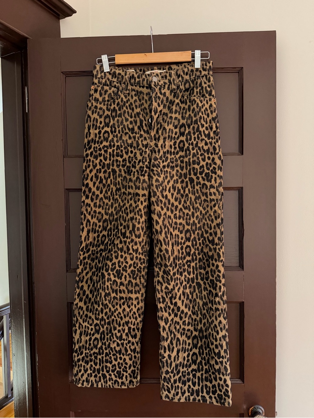 Levi's Leopard Print Straight Leg Pants in Brown and Black